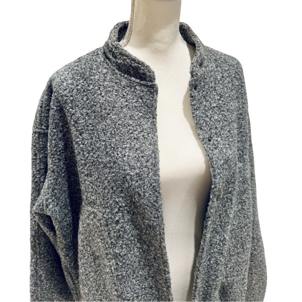 NWOT Women’s Oversized Bomber Jacket | Dark Gray Button Down + Pockets (L) - Picture 11 of 14